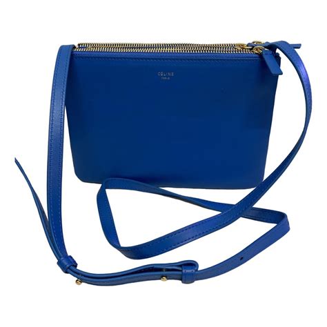 Trio leather crossbody bag Celine Blue in Leather 